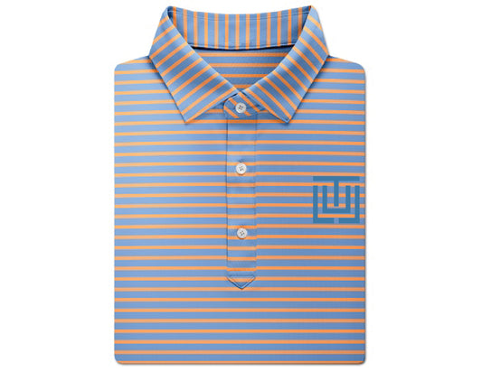 Turtleson Men's Miller Stripe Performance Polo - Luxe Blue/Creamsicle