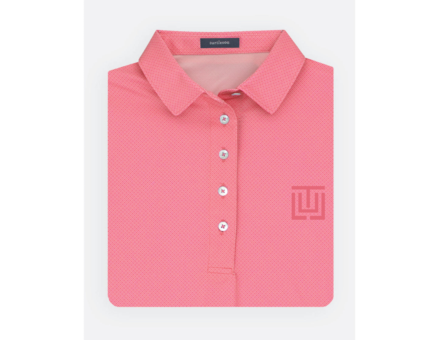 Turtleson Ladies' Mini Diamond Jacquard Polo - Coral