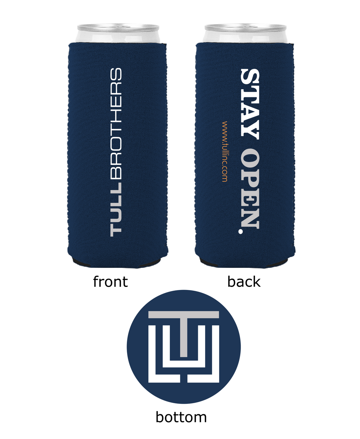 Navy Slim Neoprene Koozies Tull Brothers Apparel